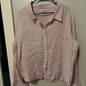 Reformation Light Pink Striped Button-Down Shirt